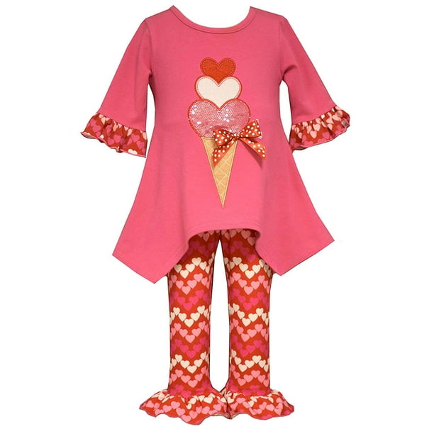 Bonnie Jean Little Girls 2T-6X Tiered High-Low Cut Out Heart Dress/Legging Set 